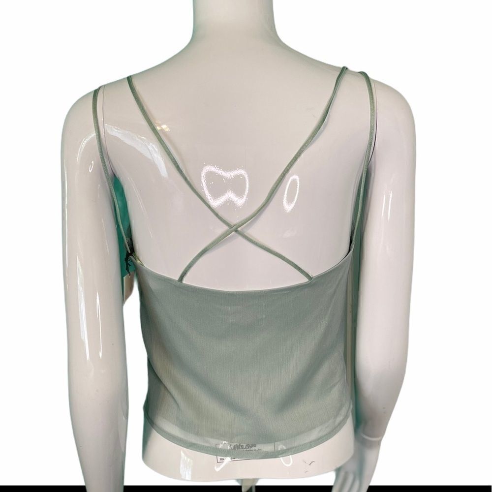REVOLVE SUPERDOWN Spaghetti Straps Green Crop Top - Picture 4 of 14